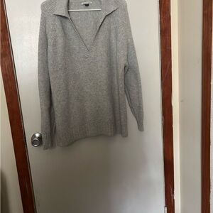 Gray Ribbed Knit Sweater